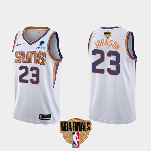Men's Phoenix Suns #23 Cameron Johnson 2021 White NBA Finals Association Edition Stitched Jersey